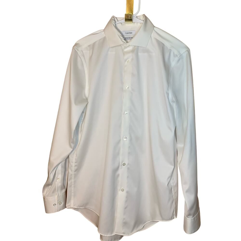 White Calvin Klein Infinite Non Iron Button Up Shirt